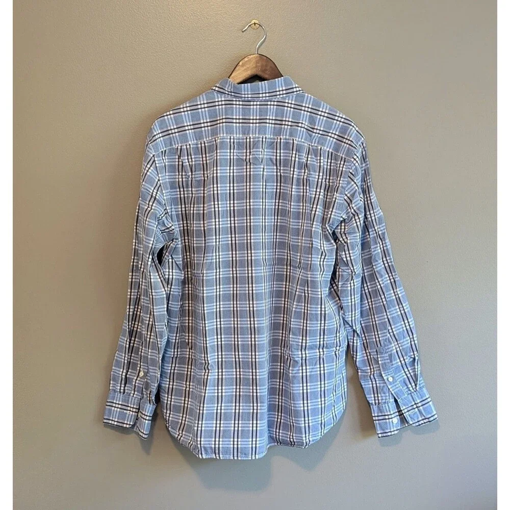 J. Crew Mens XL Blue Plaid Shirt Tailored Fit Long Sleeve Button Down Cotton L